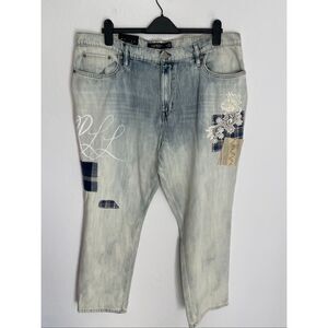 Lauren Ralph Lauren Plus Size Mid-Rise Tapered Patchwork Jeans Size 18 NWT